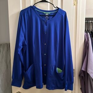 Never Worn Healing Hands Scrub Jacket in Galaxy Blue